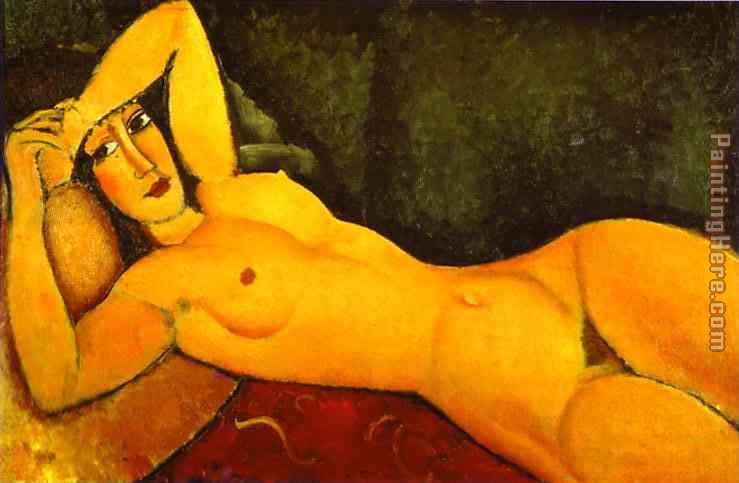 Reclining Nude with Left Arm Resting on Forehead painting - Amedeo Modigliani Reclining Nude with Left Arm Resting on Forehead art painting